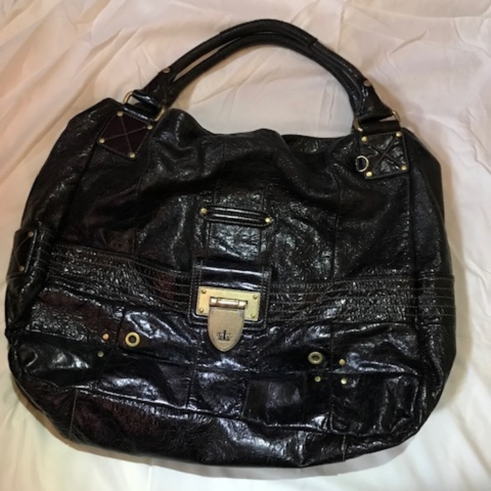Vintage Juicy Couture Black Leather Tote Bag